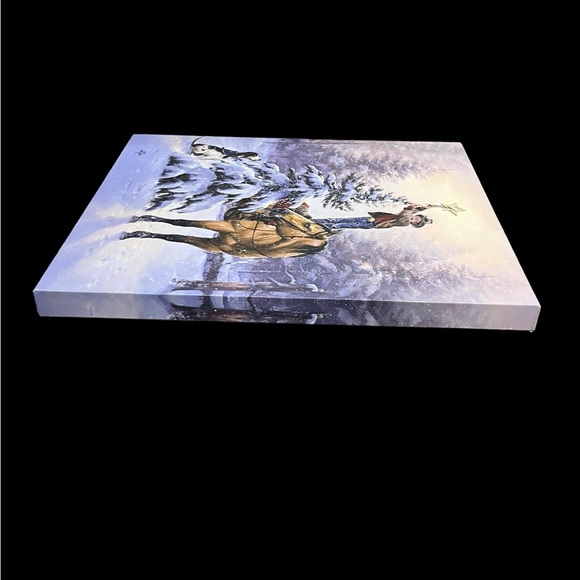 Jack Sorensen Canvas Wall Art Boy Hanging A Star On A Snow Flocked Tree 20”x16” - Picture 7 of 12